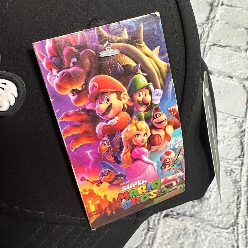 Super Mario Baseball Cap Hat Black with Piranha Plant Patch Adjustable Back NEW - Picture 11 of 15